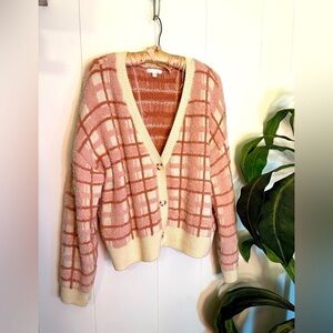 Lauren Conrad Pink Plaid Cardigan Women’s Size XXL